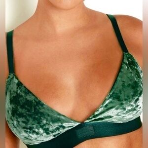 PINK Green Velvet Bralette